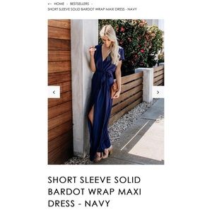 Vici Short Sleeve Solid Bardot Wrap Maxi Dress